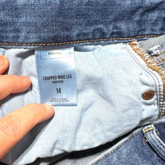 Express Cropped Wide Leg Jeans Blue Size 14 - Picture 4 of 9